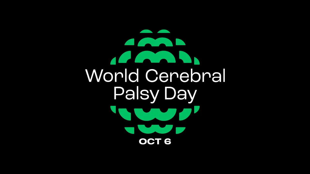World Cerebral Palsy Day logo featuring a green circular graphic on a black background with the text 'World Cerebral Palsy Day' and 'Oct 6'
